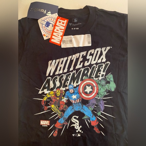 NWT Fanatics Chicago White Sox Youth MLB Marvel Avengers Tee Black Size Small - Picture 2 of 6